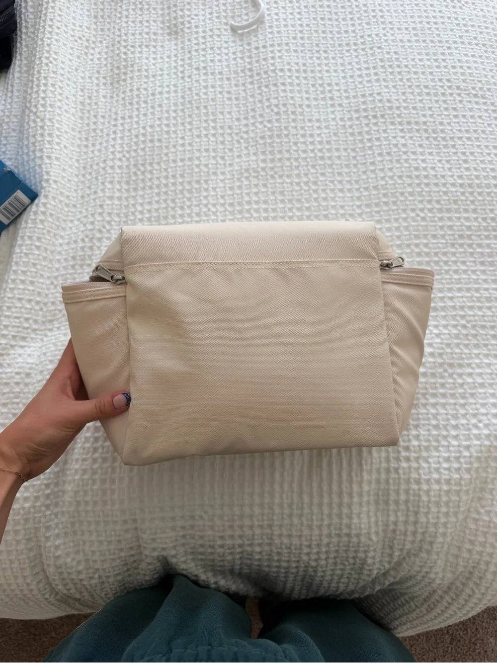 Beige Travel Cosmetic Bag with Top Handle